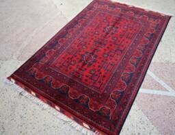 Afghan Rug, 5.4 X 3.5 Ft, Gorgeous Rug, Handmade Turkoman Traditional 100% Wool, 5X3 Bukhara Living Room Area Oriental Rug
