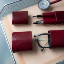 Burgundy Leather Pen Case With Glasses Case, Fountain Sunglasses Leather Sunglass Best Gift, Mother in Law Gift - thumbnail 2
