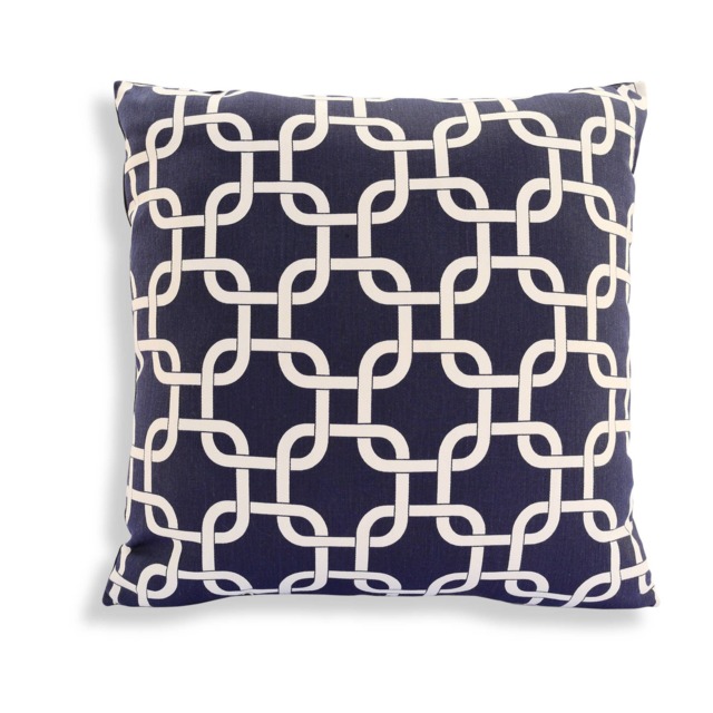 Chain Link Lattice Print Reversible Pillow Cover in Navy Blue & White, Gotcha By Premier Prints - Modern Geometric D??cor - image 1