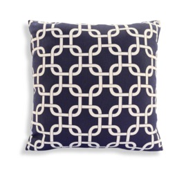 Chain Link Lattice Print Reversible Pillow Cover in Navy Blue & White, Gotcha By Premier Prints - Modern Geometric D??cor - thumbnail 1