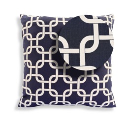 Chain Link Lattice Print Reversible Pillow Cover in Navy Blue & White, Gotcha By Premier Prints - Modern Geometric D??cor - thumbnail 2