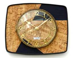 Mid Century Style Wall Clock - New 25cm Cork Handmade Formica Wooden Vintage French Gift Off The Clocks