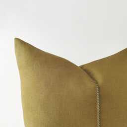 Hand-stitched Olive Green Linen Pillow Cover - Earth Tone Cushion in Heavyweight Fabric - thumbnail 2
