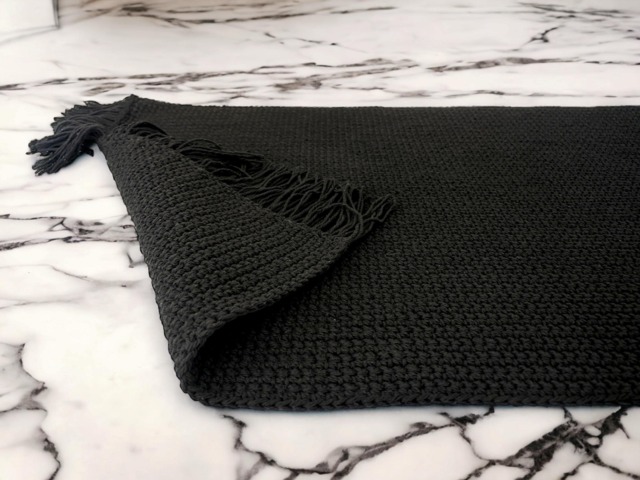 Custom Size Cotton Bath Mat With Fringe Handmade Reversible Rug Color Options - image 1