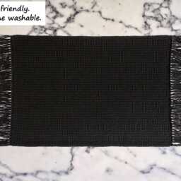 Custom Size Cotton Bath Mat With Fringe Handmade Reversible Rug Color Options - thumbnail 3
