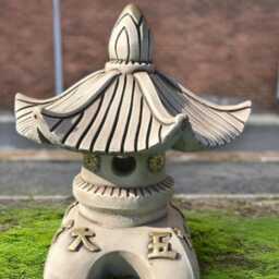 Japanese Pagoda Figurine Concrete Temple Statue Zen Garden Decor Stone Lantern Sculpture Outdoor Lawn Ornament Handmade Cement Spiritual Art - thumbnail 1