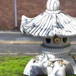 Japanese Pagoda Figurine Concrete Temple Statue Zen Garden Decor Stone Lantern Sculpture Outdoor Lawn Ornament Handmade Cement Spiritual Art - thumbnail 3
