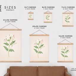 Poster Hanger-White Wildflower Vintage Botanical Drawing Canvas Print With Wood Hanger-Botanical Print - Flat - thumbnail 2