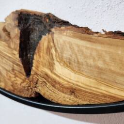 Large Olive Wood Wall Clock Metal Frame, Live Edge Wooden Clock - thumbnail 2
