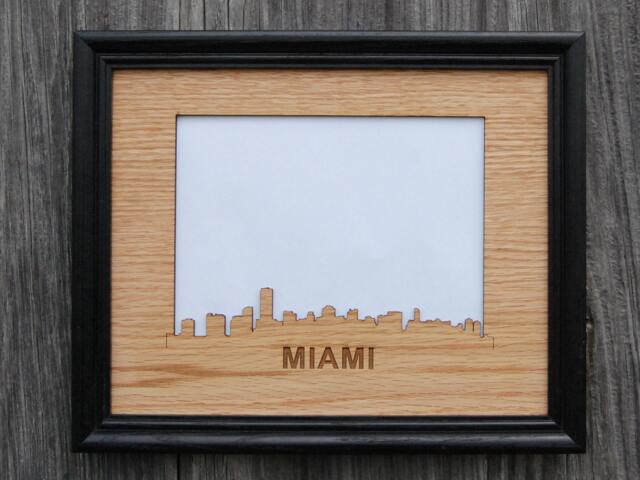 Miami Skyline Picture Frame - 8x10 Holds 5x7 Photo Frame, Vacation Memories, Souvenir - image 1