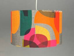 Mid Century Kaleidoscope Abstract Lamp Shade Grey Lamp Home Decor Yellow Lampshade Table - thumbnail 1