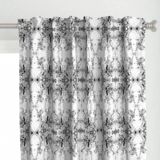 Tie Dye Curtain Panel - Abstract Marble Monochromatic Shibori Custom Ice Dyeing Grey & Black By Michellemathis - image 1