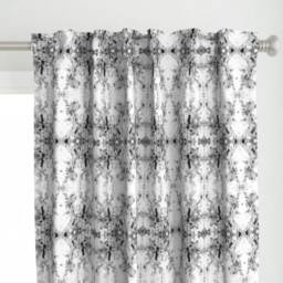 Tie Dye Curtain Panel - Abstract Marble Monochromatic Shibori Custom Ice Dyeing Grey & Black By Michellemathis