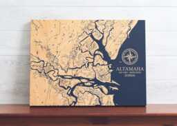 Altamaha, Georgia Map - Engraved Wood Coastal Wall Art Sign, Beach House Home Decor Nautical Life Print, Unique Personalized Family Gift - thumbnail 1
