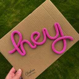 Knitted Wire Hey Sign - Fun Wall Decor Kids Room - thumbnail 2