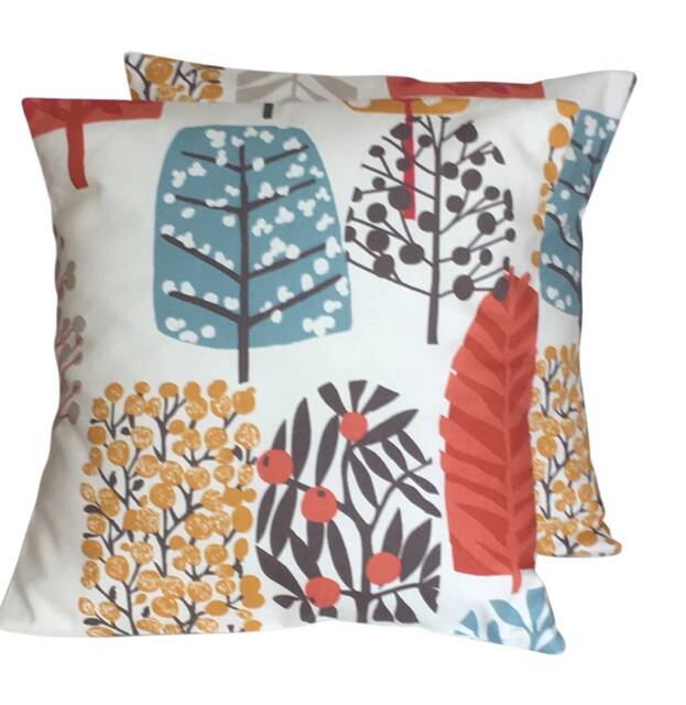 "2 X Clarke & Trad Scandinavian Trees Orange Spice Cushion Covers 16"" 18" - image 1