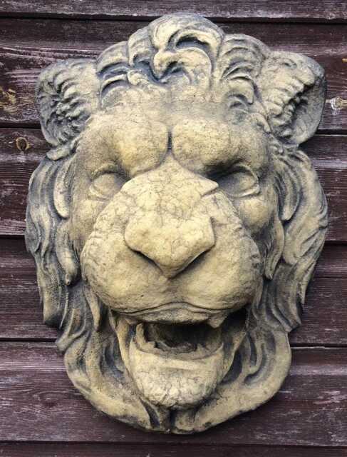 Lion Head Fountain Mask Decorative Stone Wall Plaque - image 1