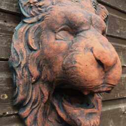 Lion Head Fountain Mask Decorative Stone Wall Plaque - thumbnail 2