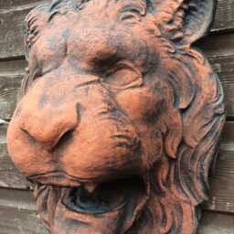 Lion Head Fountain Mask Decorative Stone Wall Plaque - thumbnail 4