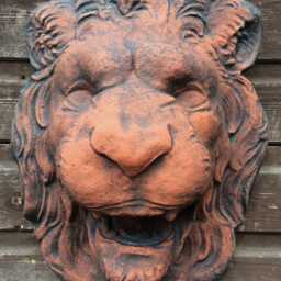 Lion Head Fountain Mask Decorative Stone Wall Plaque - thumbnail 3