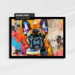 French Bulldog Beer Glass Painting Framed Poster Print & Canvas Wall Decor Art Bar Kitchen Room Dog Gift Idea Pet - thumbnail 2