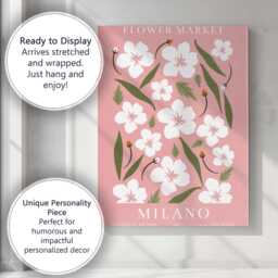 Milano Cherry Blossom Flower Market Pink Botanical Poster Canvas Wall Art Print Decor Picture Ready To Hang - thumbnail 3