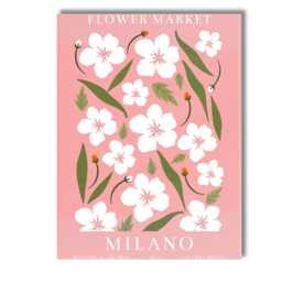 Milano Cherry Blossom Flower Market Pink Botanical Poster Canvas Wall Art Print Decor Picture Ready To Hang - thumbnail 1