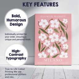 Milano Cherry Blossom Flower Market Pink Botanical Poster Canvas Wall Art Print Decor Picture Ready To Hang - thumbnail 2