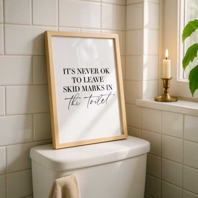 Skid Marks Print - Bathroom Funny Prints Rude Wall Art Decor Home Sign - image 1