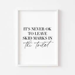 Skid Marks Print - Bathroom Funny Prints Rude Wall Art Decor Home Sign - thumbnail 2