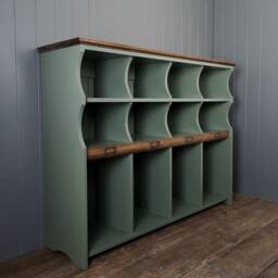 Tall Hallway Storage Bench Or Chest With Cubby Compartments & Name Plaques Family For Coats, Shoes, Bags