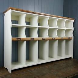 Tall Hallway Storage Bench Or Chest With Cubby Compartments & Name Plaques Family For Coats, Shoes, Bags - thumbnail 3