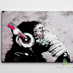 Banksy Dj Monkey Music Canvas Art Wall Animal Framed Print Picture Home Decor -C899 - thumbnail 2