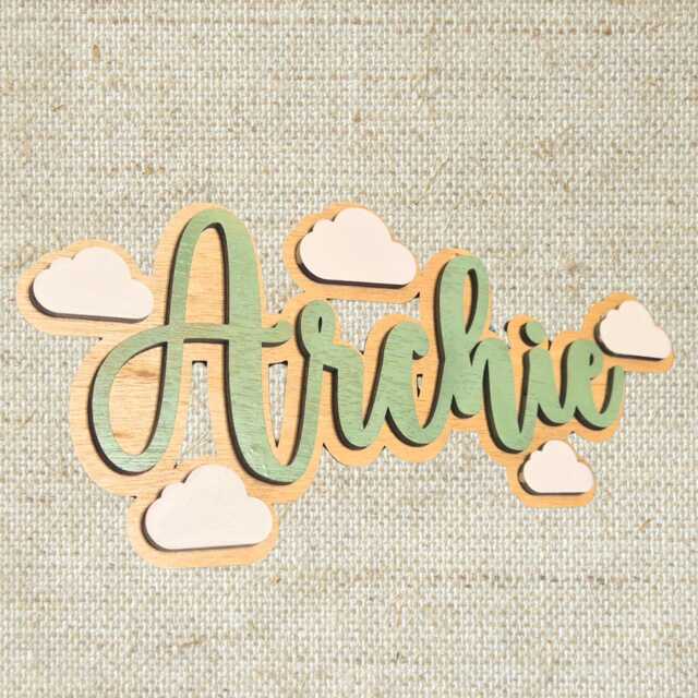 Personalised Cloud Name Sign - Custom Nursery Wall Decor - Baby Plaque Birth Announcement Gift Layered Centre Piece - image 1