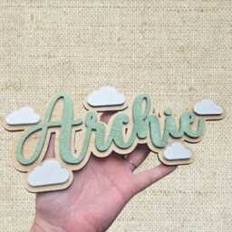 Personalised Cloud Name Sign - Custom Nursery Wall Decor - Baby Plaque Birth Announcement Gift Layered Centre Piece - thumbnail 3