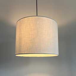 Off White Linen Drum Lampshade Textured Ceiling Light Shade - thumbnail 1