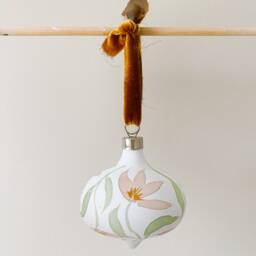 Hand Painted Ornament - Watercolor Floral 2025 Holiday Ceramic Christmas Bulb Heirloom Gift For Mom - thumbnail 3