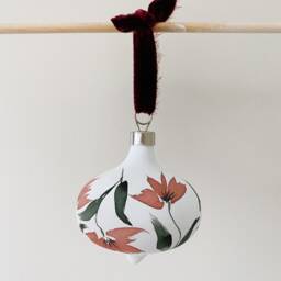 Hand Painted Ornament - Watercolor Floral 2025 Holiday Ceramic Christmas Bulb Heirloom Gift For Mom - thumbnail 2