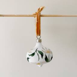 Hand Painted Ornament - Watercolor Floral 2025 Holiday Ceramic Christmas Bulb Heirloom Gift For Mom - thumbnail 1