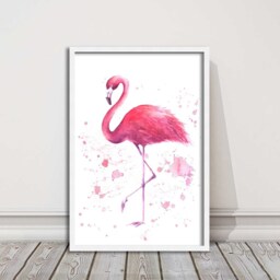 Pink Flamingo Framed Canvas Watercolor Tropical Bird Wall Art Print For Nursery Decor - thumbnail 2