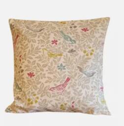 Bird Song Floral Summer Beige Pink Blue Cushion Cover , Throw Pillow Scatter Cushions UK - thumbnail 1