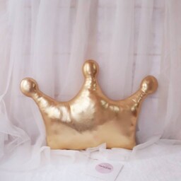 Gold Crown Pillow, Nursery Crown Decor Cushion, Baby Room Decor Pillow, Crown, Gold - thumbnail 3
