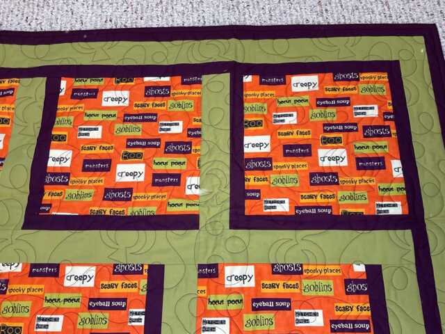 Halloween Throw Quilt, Handmade Framed Blocks, 47x60 - image 1