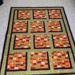 Halloween Throw Quilt, Handmade Framed Blocks, 47x60 - thumbnail 3