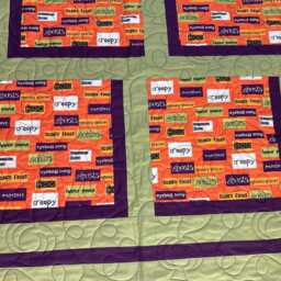 Halloween Throw Quilt, Handmade Framed Blocks, 47x60 - thumbnail 2