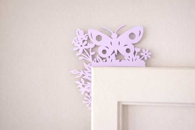 Purple Butterfly & Flower Corner Ornament, Baby Nursery Decor, Door Trim, Lilac Home Gift, Cute Gift For Girl, 1st Birthday - image 1
