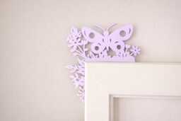 Purple Butterfly & Flower Corner Ornament, Baby Nursery Decor, Door Trim, Lilac Home Gift, Cute Gift For Girl, 1st Birthday - thumbnail 1