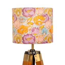 Mid Century Pastel Pink Blue Floral Lampshade 25cm 30cm 35cm 40cm 45cm - Drum Lamp Shade Handmade Home Decor Ceiling Vintage Design