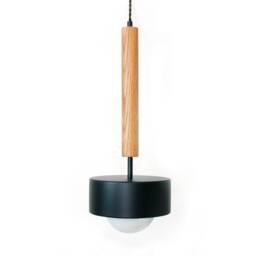 Modern White Oak & Black Pendant Light Bedside Lamp Foyer Gold Lighting Kitchen Island Entry - thumbnail 2
