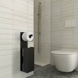 Minimalist Wall Mounted Toilet Paper Holder Magnetic Steel Storage - thumbnail 3